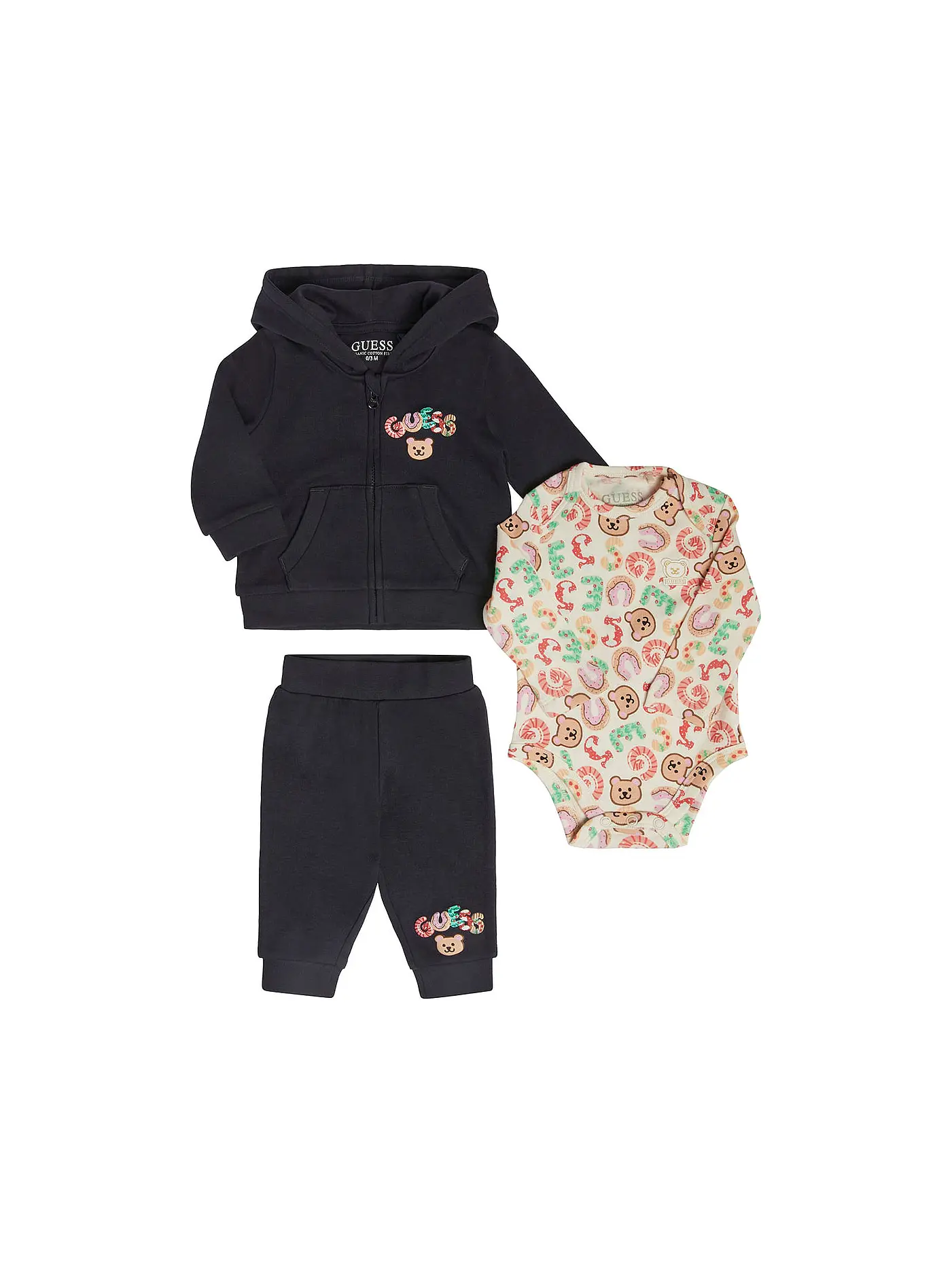 GUESS | Baby Set -  Sweatjacke, Body, Hose, 3 teilig | 